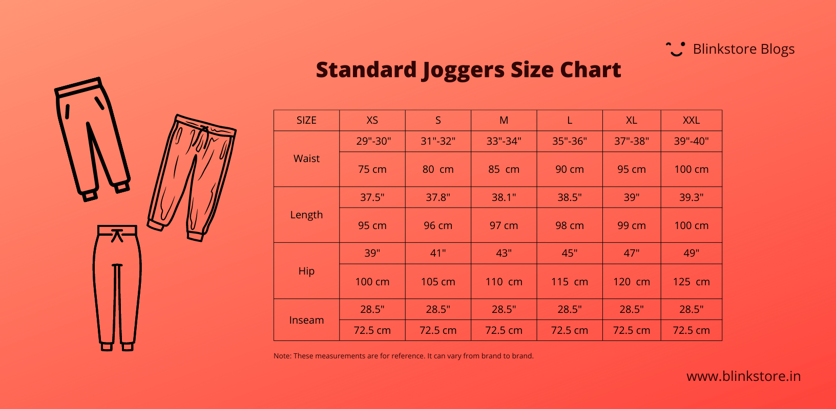 Guid to Joggers Size Chart to Find Your Fit