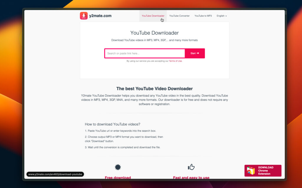 Youtube Downloader option - y2mate