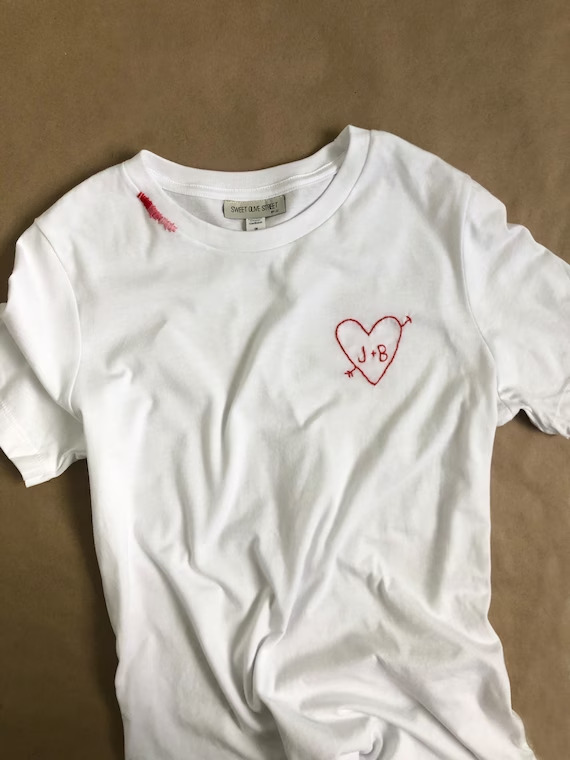 Stitched Hearts anniversary t-shirt design ideas