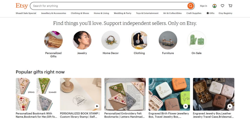 Etsy - online selling sites in india