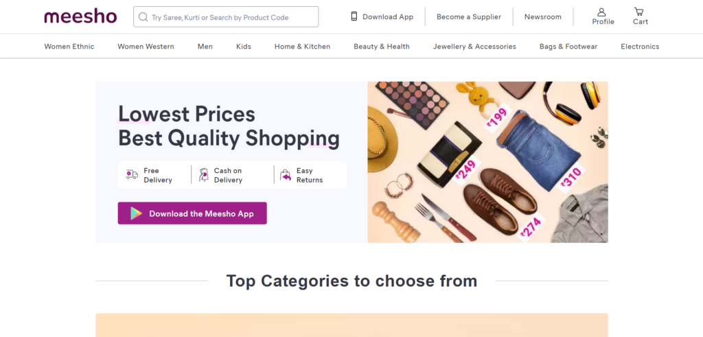 Meesho - clothing dropshipping suppliers india