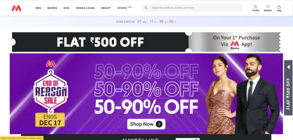  Myntra - online selling sites in india