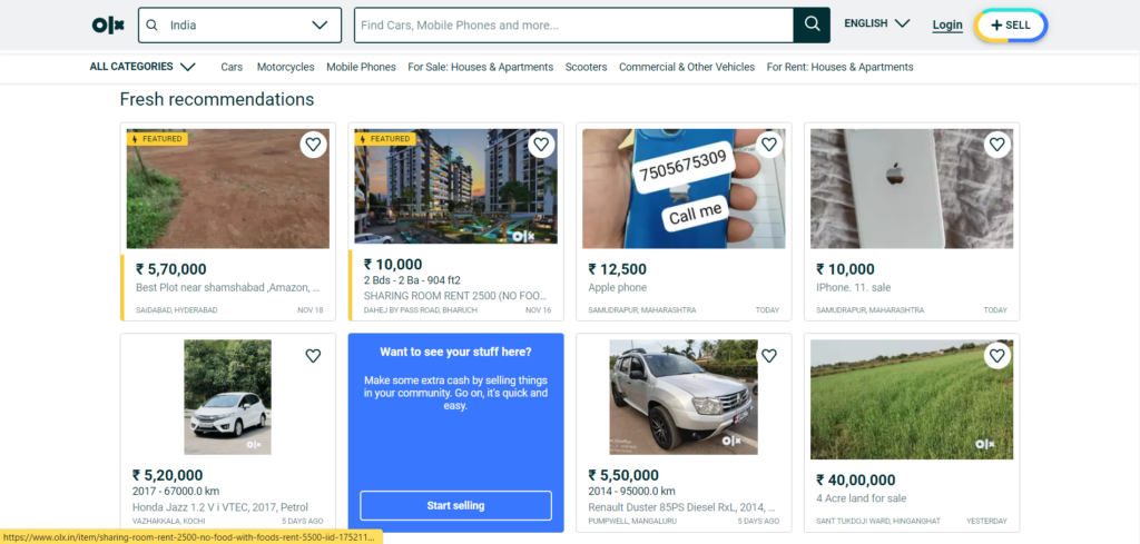 OLX - Online Selling Sites in India for Free