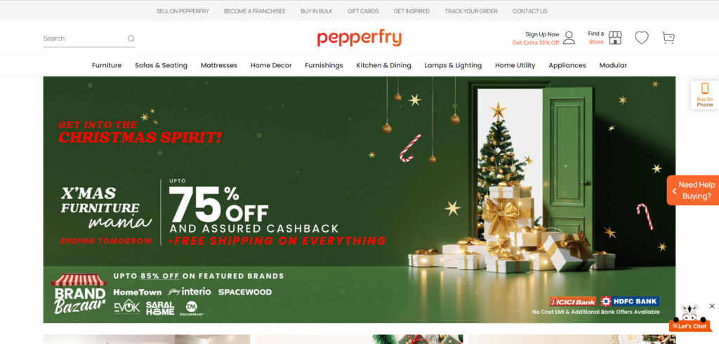 Pepperfry - online selling sites in india