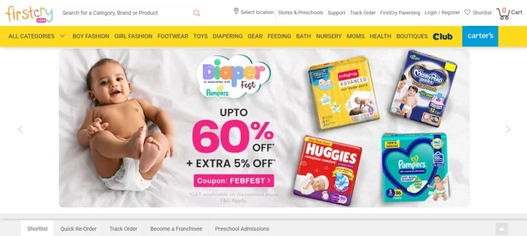 FirstCry - top online marketplaces in india