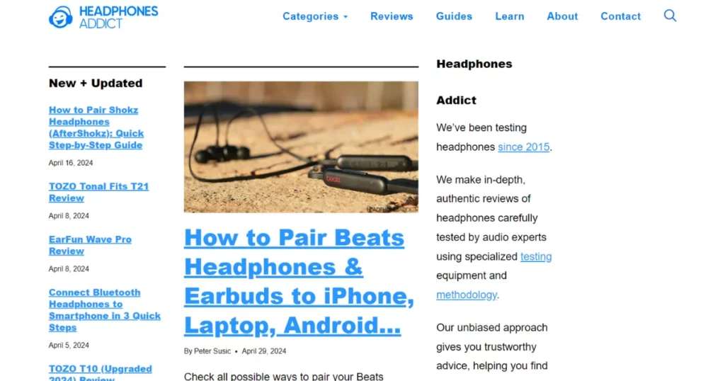Headphones Addict is one of the best affiliate marketing websites