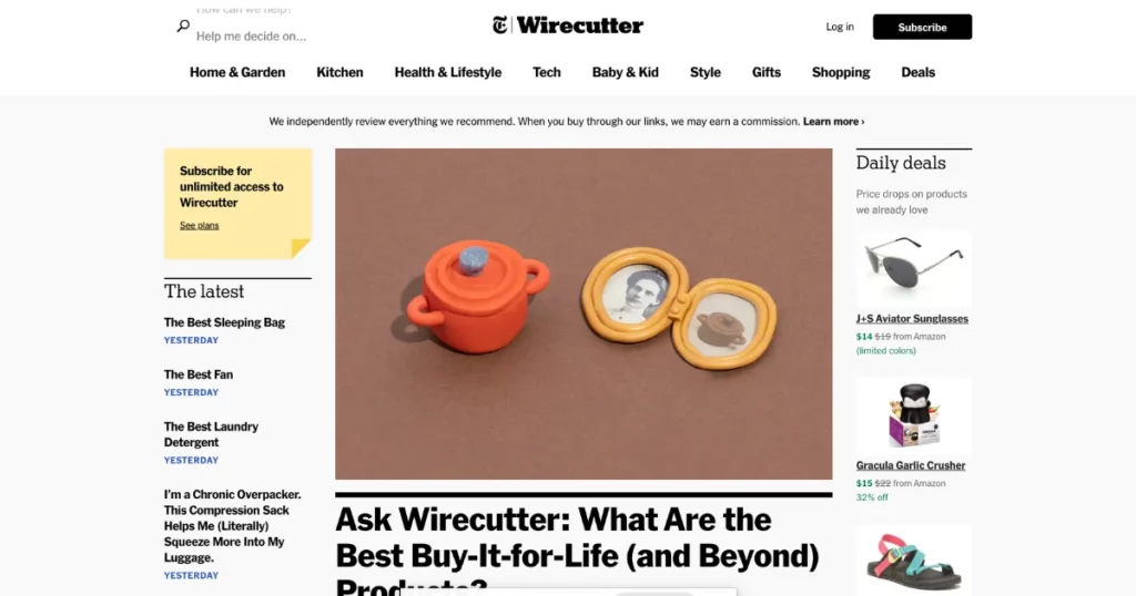 wirecutter is one of the best websites for affiliate marketing