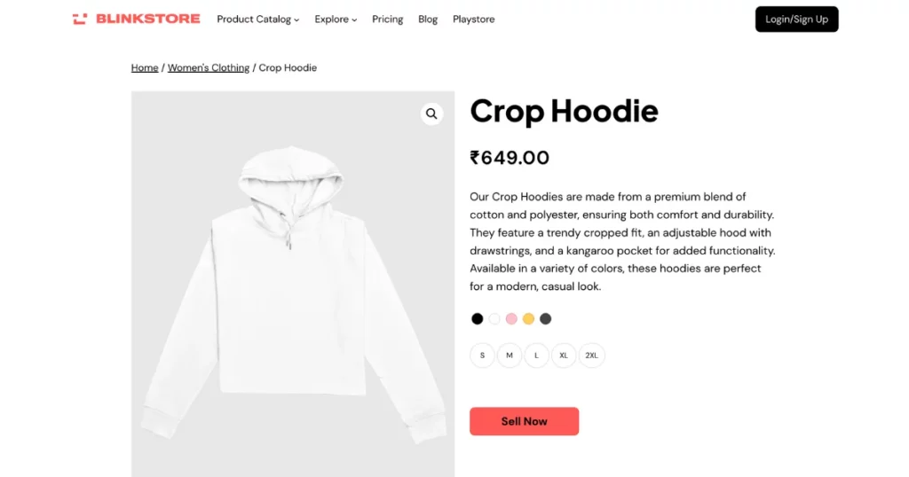 blinkstore crop hoodie