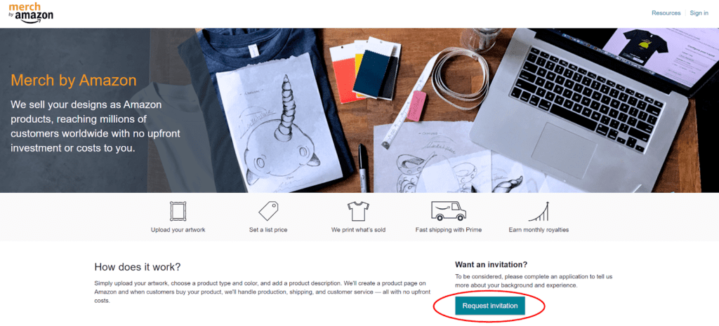 Amazon Merch India - website homepage