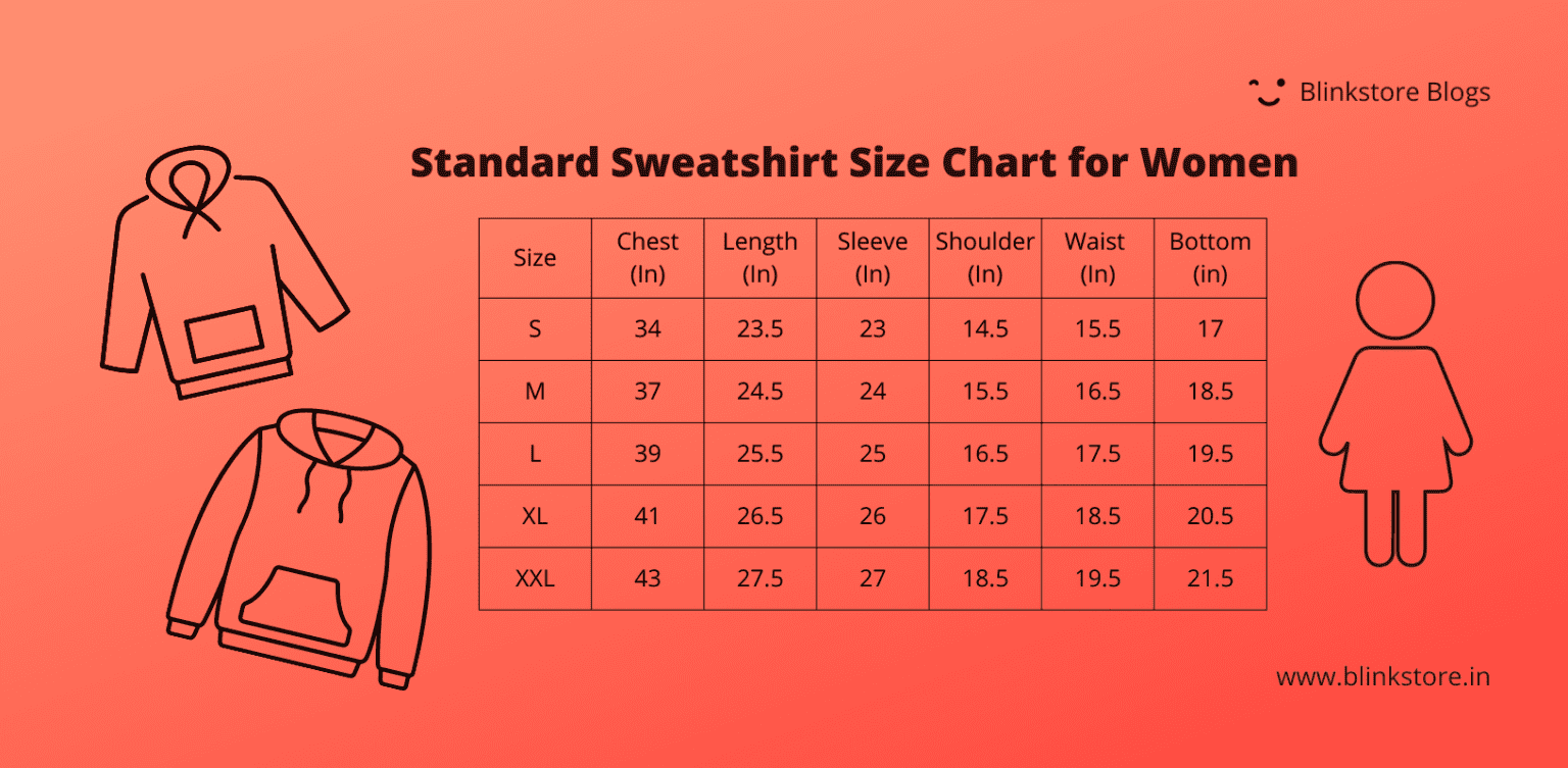 Sweatshirt Size chart guide to pick the right one for yourself