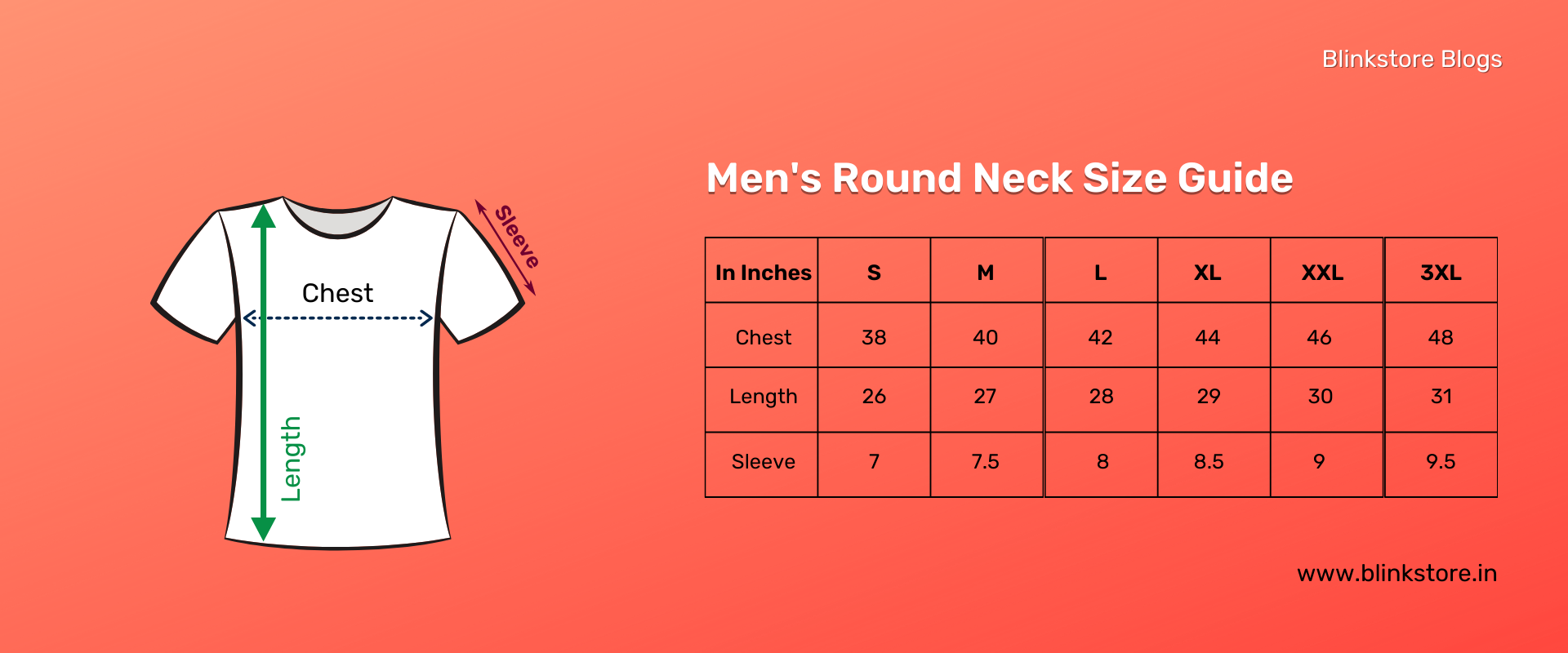 T Shirt Size Chart India For Men and Women