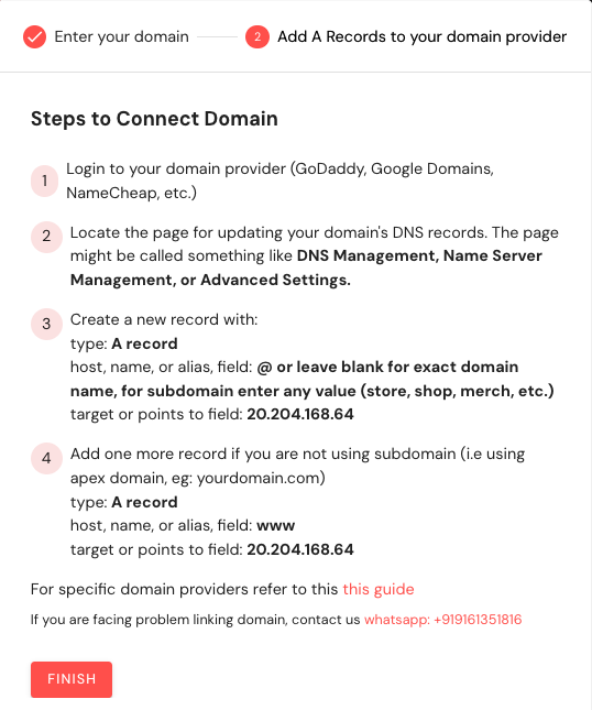 Screenshot 2023 08 17 at 1.07.01 AM - How to Start a Print-on-Demand Business With Blinkstore - 2025 How to link a custom domain on your Blinkstore?