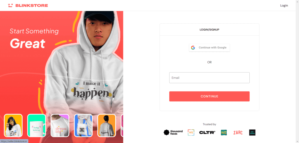 Go to seller.blinkstore.in and sign up