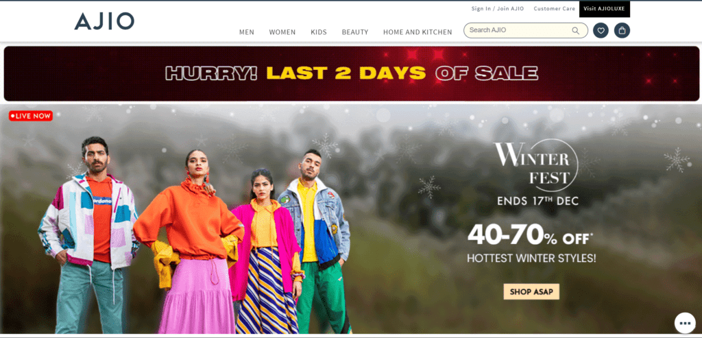 Ajio - online selling sites in india