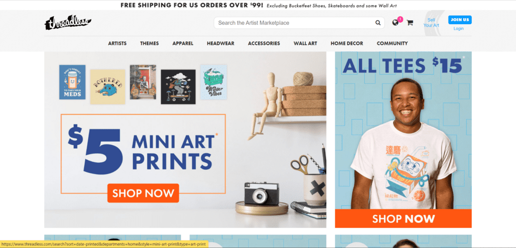 Threadless - print on demand tools