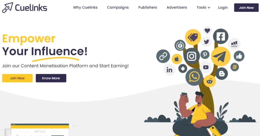 Cuelinks is one of the best affiliate marketing websites in India