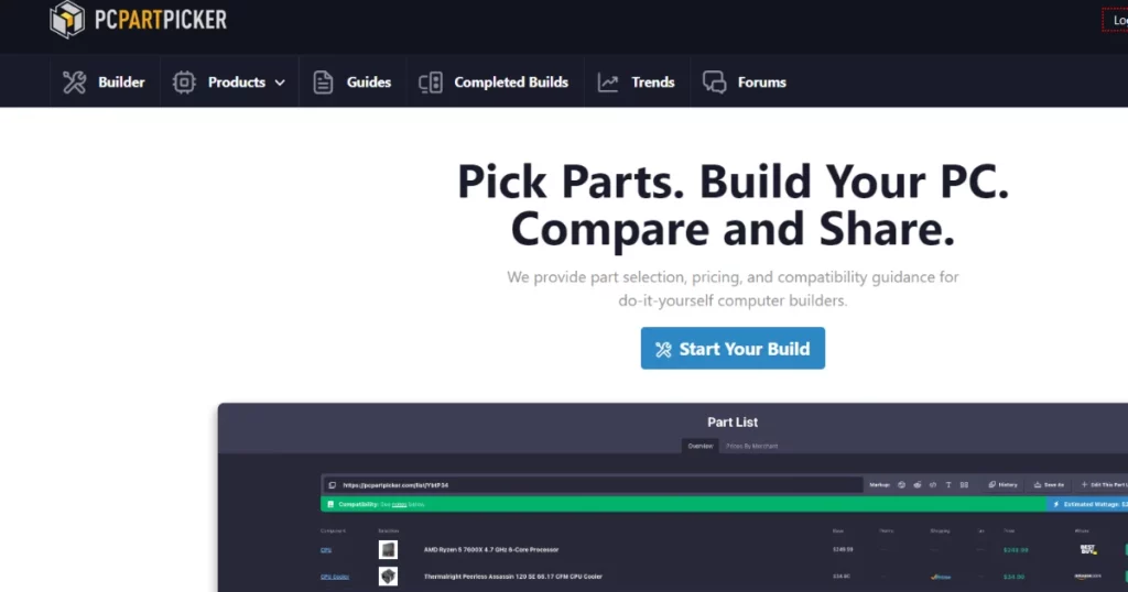PCPartPicker is one of the best websites for affiliate marketing
