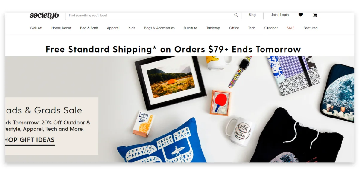 Society6 - Best print on demand sites for artists