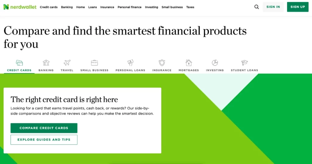 Nerd Wallet is one of the best websites for affiliate marketing