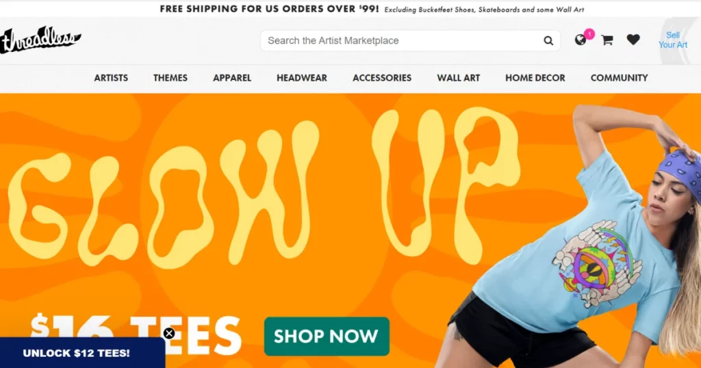 Threadless Best merch websites - 15 Best Merch Websites to Create and Sell Merchandise - 2025 Threadless is one of the best websites to create merch