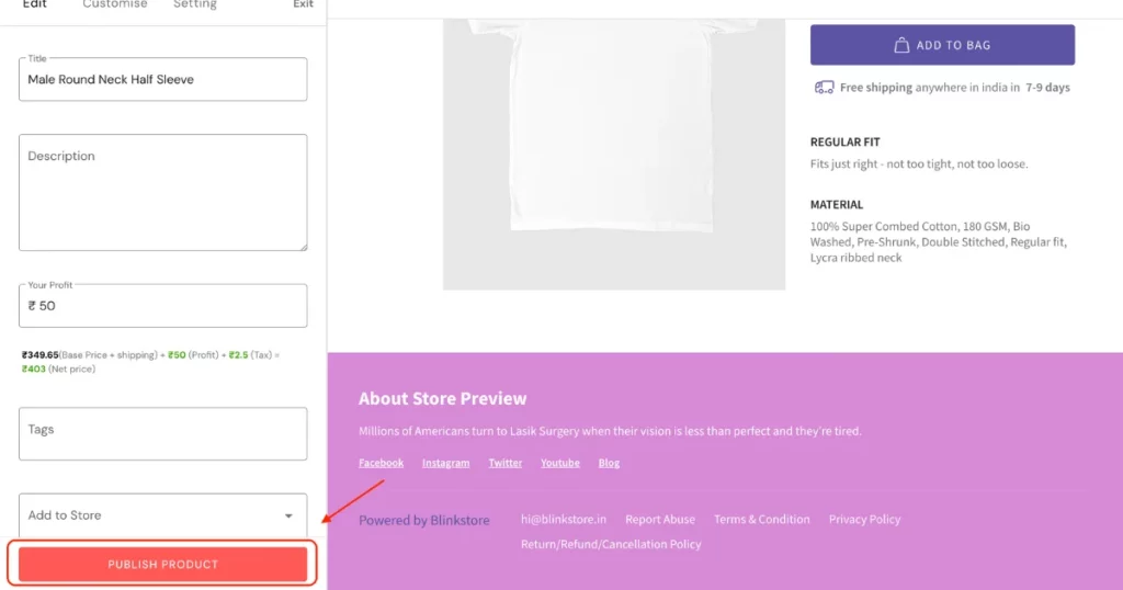 click publish product and sell through blinkstore - How to Start a Notebook Business India with Print-on-Demand - 2025 click publish product and sell through blinkstore