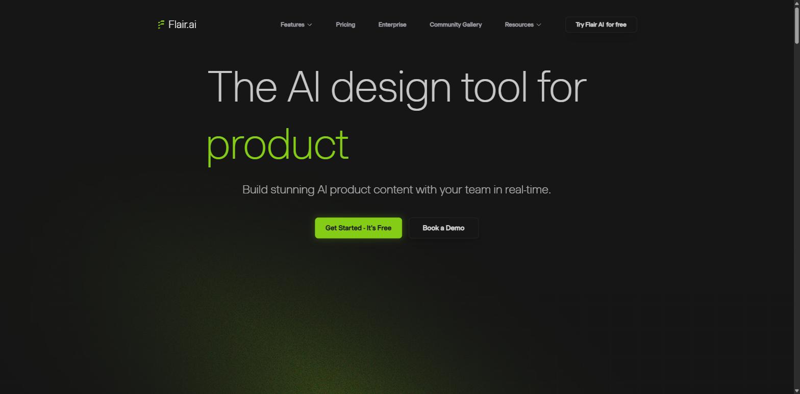 Flair AI homepage, the AI design tool for product content