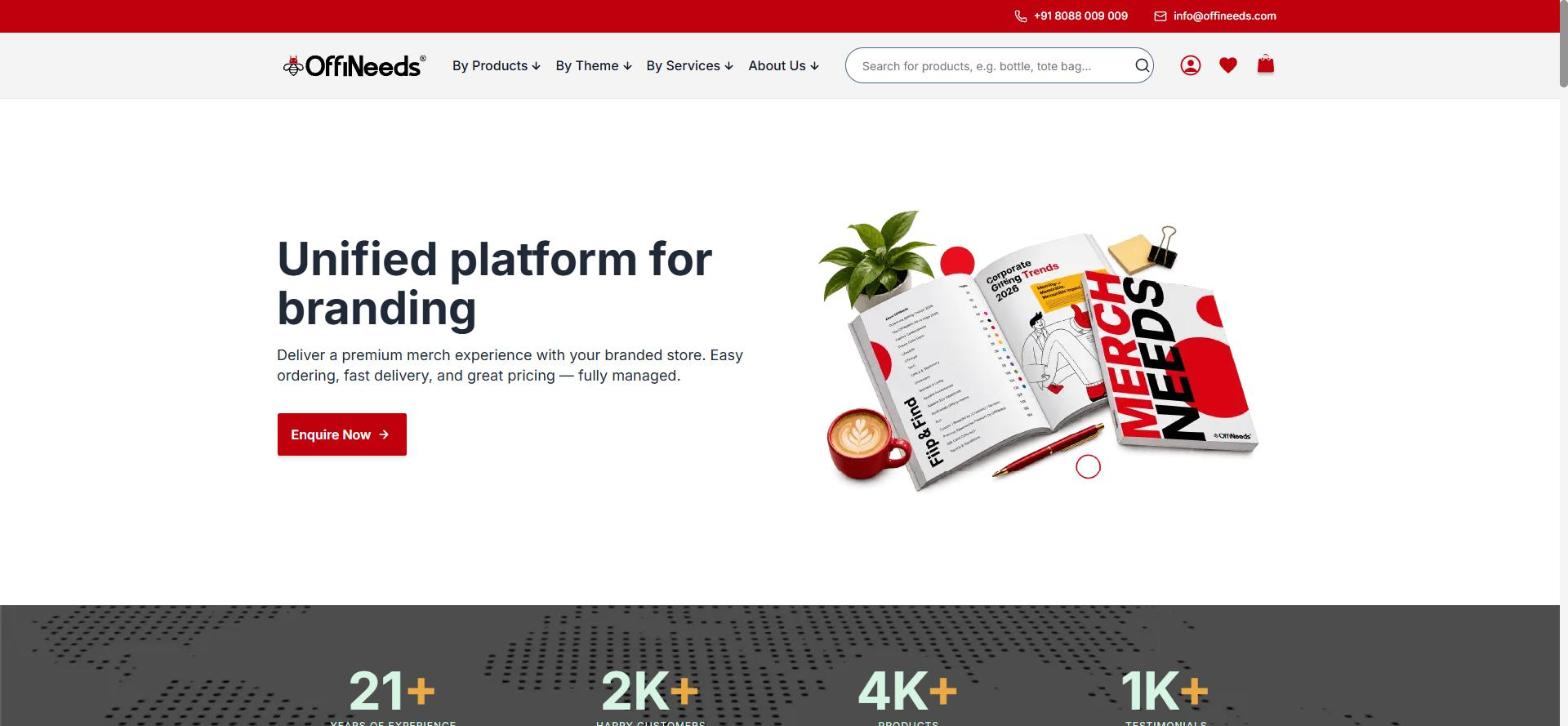 OffiNeeds corporate gifting platform, a Vistaprint alternative in India