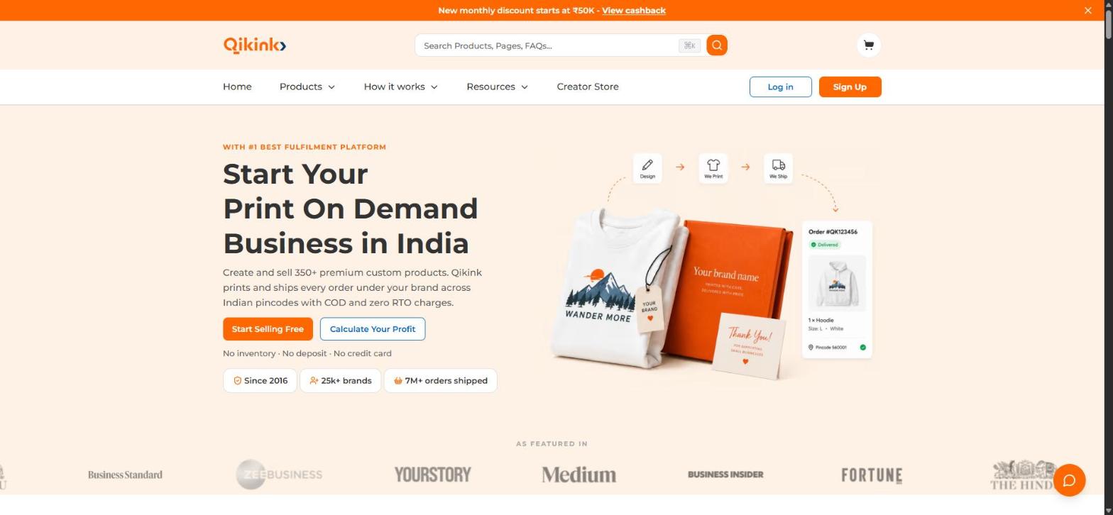 Qikink print on demand India, a Vistaprint alternative for sellers